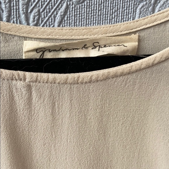 2/$20 Graham and Spencer cream silk t shirt - Picture 3 of 6